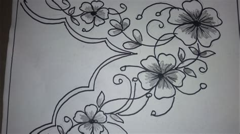 Sketsa Gambar Bunga Untuk Taplak Meja