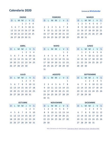 Calendario 2020 Para Imprimir Por Meses Excel Calenda
