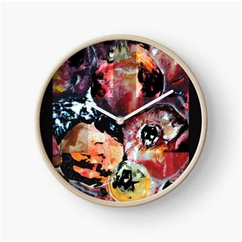 Pomegranates Cubism Clock For Sale By Musicaroundus Redbubble