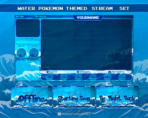 Water Pokemon Theme Stream Overlay Set For Twitch Facebook And Youtube