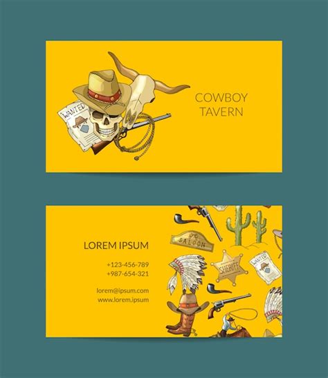 Premium Vector Hand Drawn Cowboy Business Card