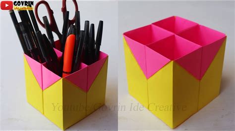 Tempat Pensil Dari Kertas Origami Ide Kreatif Kerajinan Sekolah Youtube