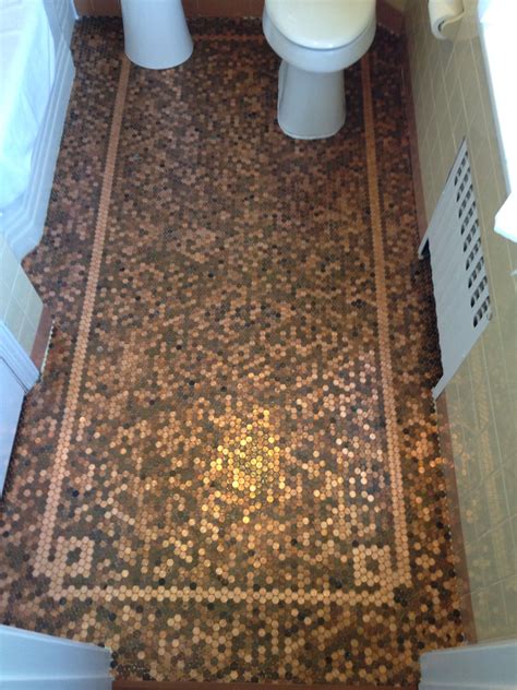 I started saving caps through bars and friends and here are the discover cool tiling projects with the top 60 best penny floor design ideas. Penny tile floor with a cool design stripe. Cool idea for ...