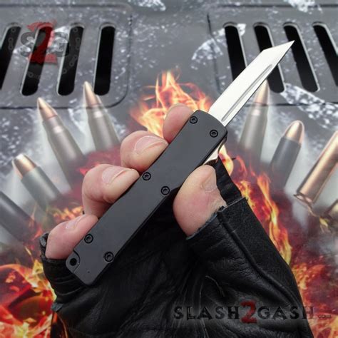 Theone Mini Otf Dual Action Automatic Knife Black Tanto 440c