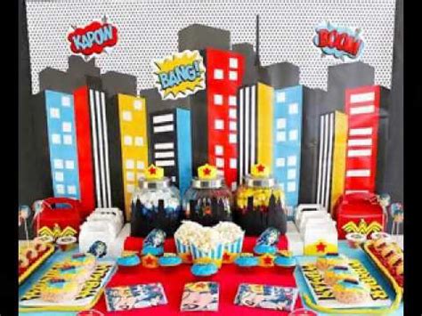 Instantly download these superhero party printables, invitations & decorations templates for your birthday party. Superhero party decorating ideas - YouTube