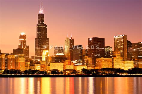 Wall Art Print And Stock Photo Chicago Skyline At Night Large Canvas
