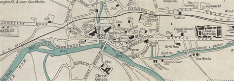 Brecon Vintage Tourist Town City Plan Wales Ward Lock 1938 Old