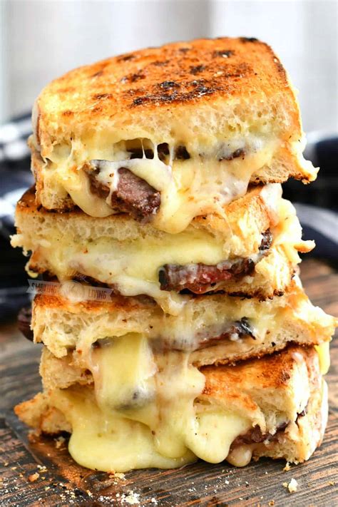 Steak Grilled Cheese Made On The Grill With Marinated Grilled Steak