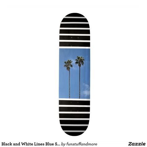 Black And White Lines Blue Sky Palm Trees Skateboard Zazzle Black