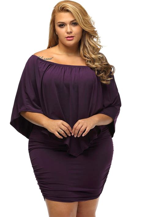 Multi Way Dressing Layered Purple Plus Size Mini Dress Mb22820 8p