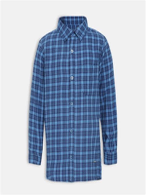 Buy Oxolloxo Boys Blue Regular Fit Checked Casual Shirt Shirts For