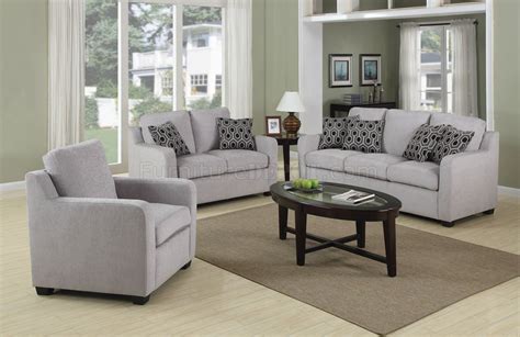 Living rooms with light gray furniture. 504031 Charlotte Sofa in Light Grey Fabric by Coaster w ...