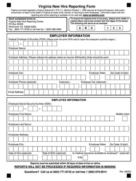 Va New Hire Reporting Form Fill Online Printable Fillable Blank Pdffiller