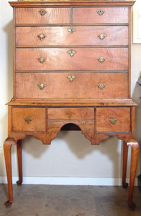 American Queen Anne Tiger Maple Highboy From Dynastycollections On Ruby