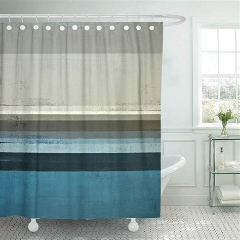 Ksadk Teal Modern Blue And Grey Abstract Artistic Bright Color Contemporary Graphic Shower