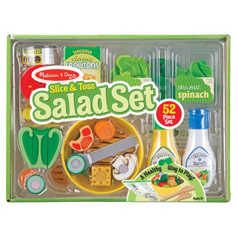 Melissa And Doug Slice And Toss Salad Play Food Set 52 Wooden And Felt