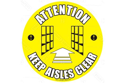 Attention Keep Aisles Clear Floor Sign Sticker 430mm Buy Today