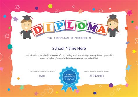 Preschool Kids Certificate Design Elementary Diploma School Background