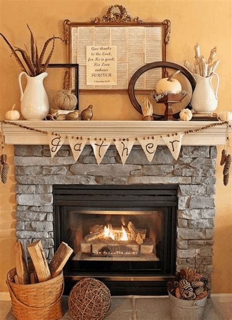 Stone Fireplace Mantel Decorate