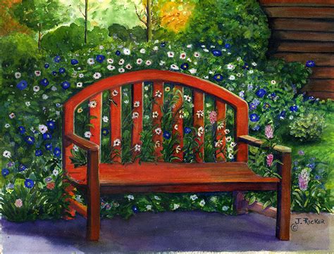 Garden Bench Painting By Jane Ricker