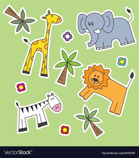 Kids Animal Wallpaper Royalty Free Vector Image