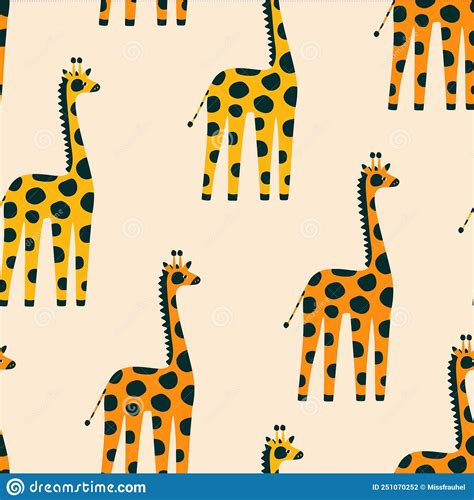 Cute Colorful African Giraffes Hand Drawn Vector Illustration Funny