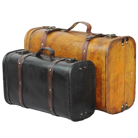 2 Colored Vintage Style Luggage Suitcasetrunk Set Of 2