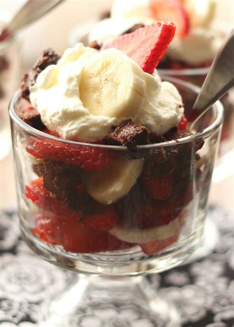Banana Split Brownie Trifle ~ This Light Fruit Filled Dessert Trifle Is Every Bit As Delicious