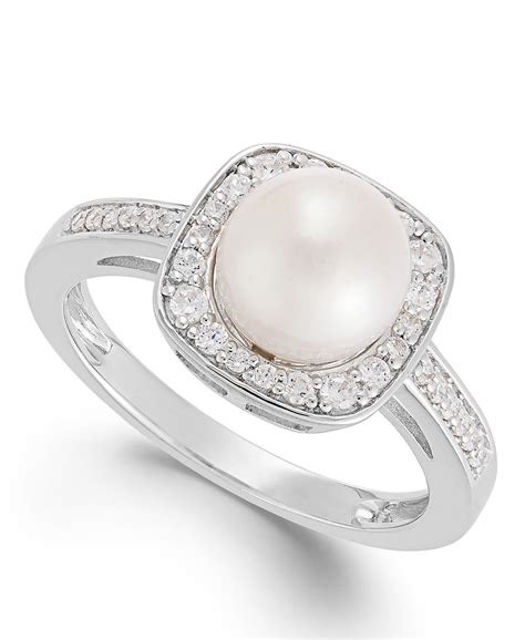 Macy's Cultured Freshwater Pearl (8mm) and Diamond (1/4 ct. t.w.) Ring