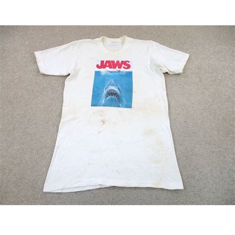 Sears Vintage Jaws Shirt Adult Small White Blue Movie Shark Orignal