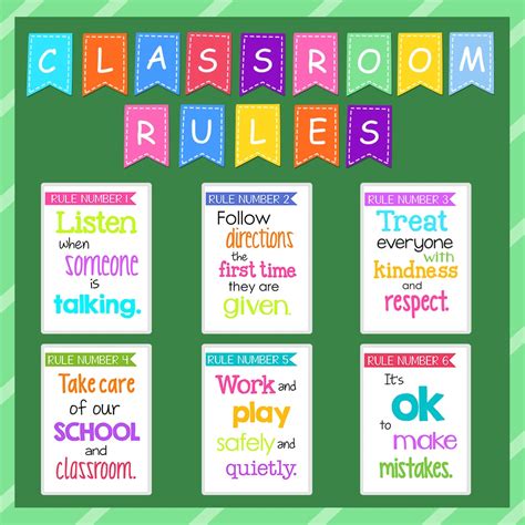 6pcsset Classroom Rule A4 Educational Posters Classroom Organization