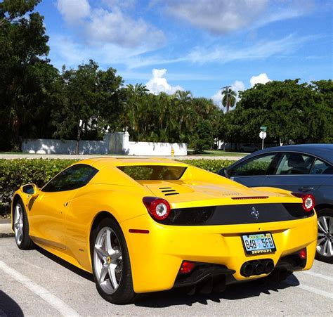 Yellow Ferrari Italia 458 Spider South Beach Exotic Cars On The