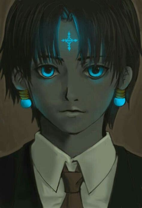 An Anime Character With Blue Eyes Wearing A Tie And Earring Clippings