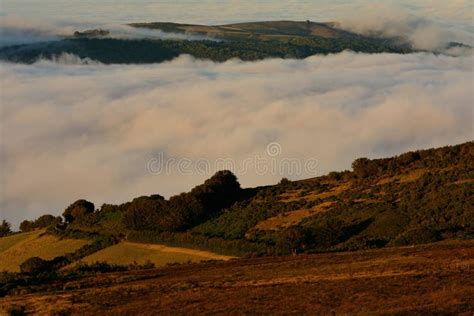 Low Clouds Over Rolling Hills In The English Countryside Stock Image