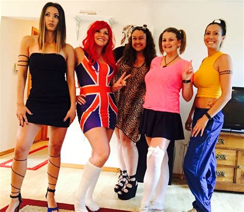 You pretty much only need a pair of sneakers, a pair of tracksuit pants, and a sporty looking vest top. Spice Girls themed costume night - Posh, Ginger, Scary ...