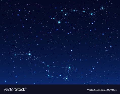 Big And Small Dipper Constellation Polar Star Vector Image