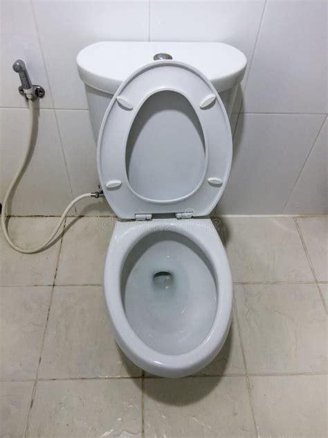 Flush White Toilet In White Bathroom Stock Photo Image Of Ceramic