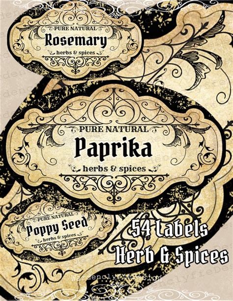 Herbs Spices Apothecary Labels Hobby Crafting Printable Spice Labels