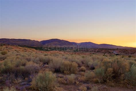 Beautiful Sunset In The Southern California Desert City Palmdale Stock