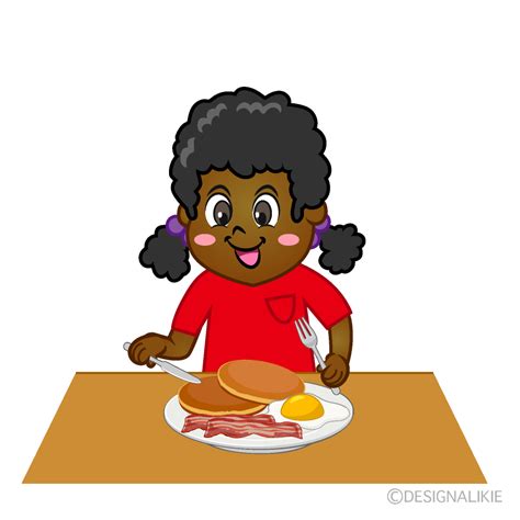 Girl Eating Pancake Cartoon Free Png Image｜illustoon