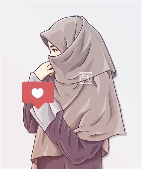 hijab vector ahmadfu22 hijab muslimah muslim hijab love cartoon couple girls cartoon art
