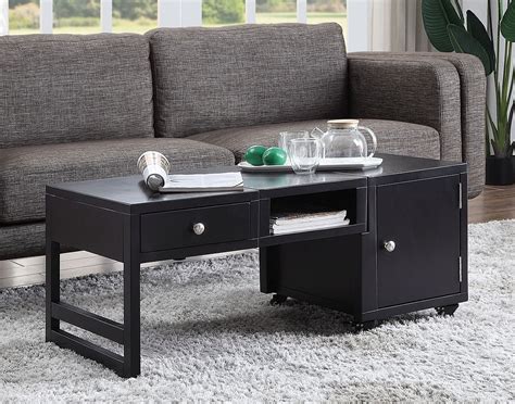 Black/gold medium round glass coffee table. Machiko Convertible Coffee Table (Black) by Acme Furniture ...