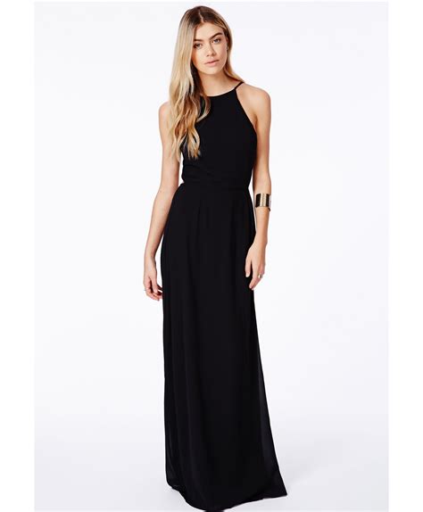 Lyst Missguided Strappy Open Back Maxi Dress Black In Black