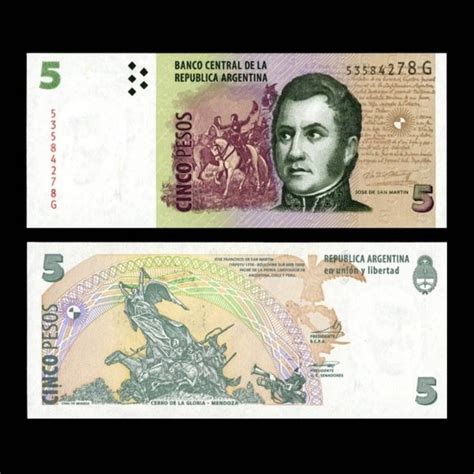 Jual Uang Argentina 5 Pesos 2012 Unc Gress Original Jose De San Martin