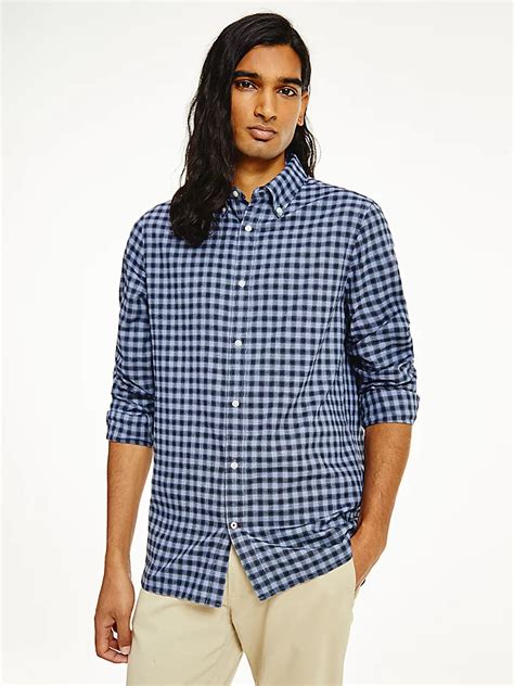 Check Print Slim Fit Cotton Shirt Blue Tommy Hilfiger