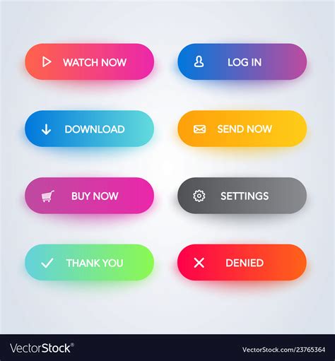 Modern Material Style Gradient Colors Web Buttons Vector Image