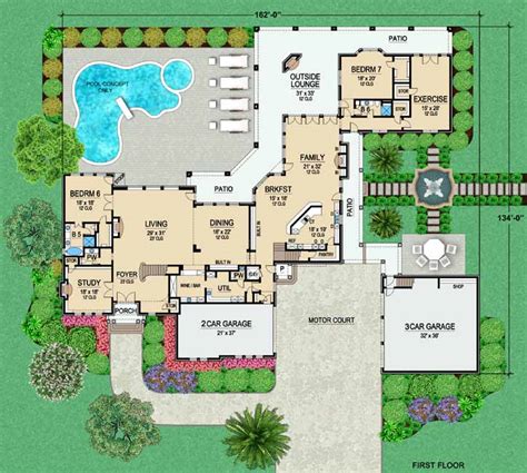 We have 12 images about 10 bedroom house plans including images, pictures, photos, wallpapers, and more. Mediterranean House Plan - 9 Bedrooms, 8 Bath, 14736 Sq Ft ...