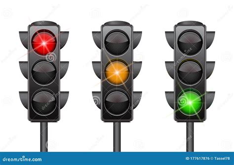 Traffic Lights With All Three Colors On Stock Vector Illustration Of