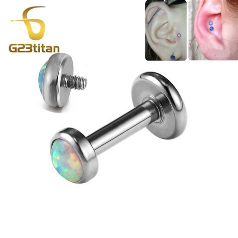 Mm Fire Opal Stone Lip Rings Cartilage Earring Labret Stud G G