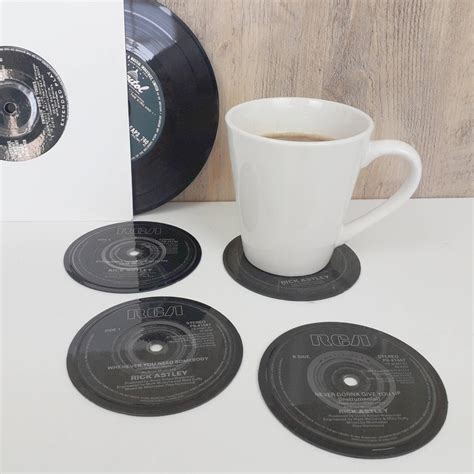 Real Vinyl Record Coasters Company Labels Etsy